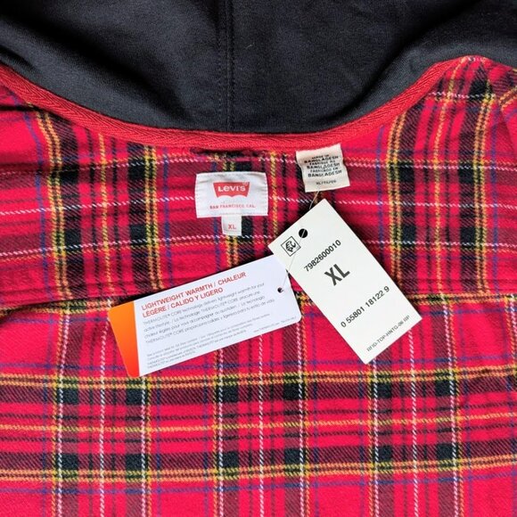 Levi's THERMOLITE Flannel Plaid Hood Shirt Jacket Shacket Men's XL New With Tags - Picture 4 of 9